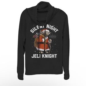 NWT! Juniors' Star Wars Silent Knight Yoda Holiday Cowlneck Pullover